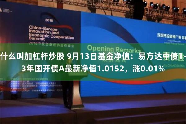 什么叫加杠杆炒股 9月13日基金净值：易方达中债1-3年国开债A最新净值1.0152，涨0.01%