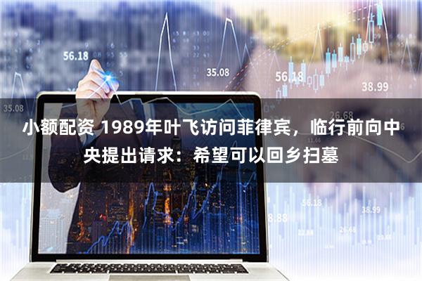 小额配资 1989年叶飞访问菲律宾，临行前向中央提出请求：希望可以回乡扫墓