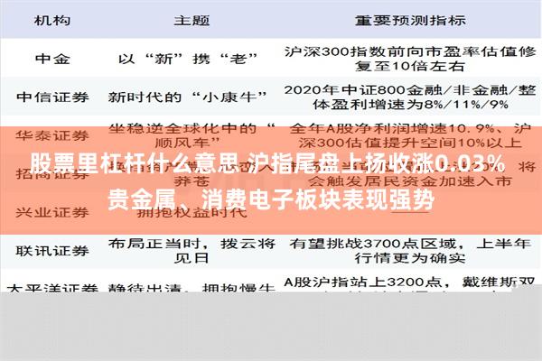 股票里杠杆什么意思 沪指尾盘上扬收涨0.03% 贵金属、消费电子板块表现强势