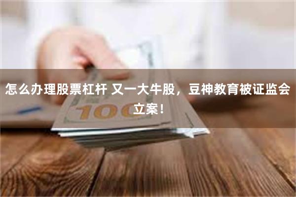 怎么办理股票杠杆 又一大牛股，豆神教育被证监会立案！