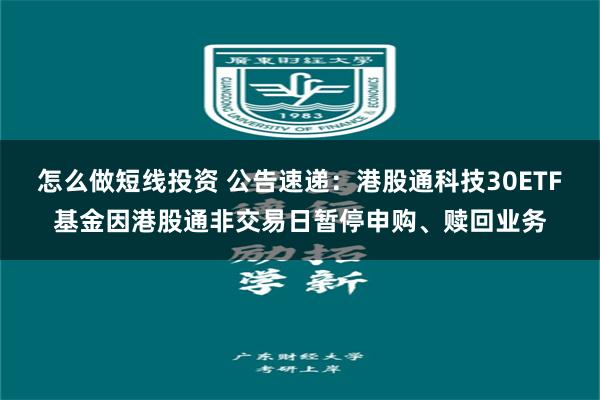 怎么做短线投资 公告速递：港股通科技30ETF基金因港股通非交易日暂停申购、赎回业务