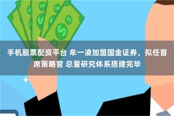 手机股票配资平台 牟一凌加盟国金证券，拟任首席策略官 总量研究体系搭建完毕