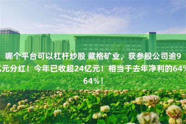 哪个平台可以杠杆炒股 藏格矿业,获参股公司逾9亿元分红!今年已收超24亿元!相当于去年净利的64%!