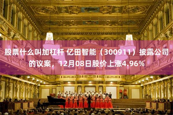 股票什么叫加杠杆 亿田智能（300911）披露公司的议案，12月08日股价上涨4.96%