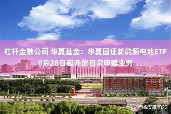 杠杆金融公司 华夏基金：华夏国证新能源电池ETF8月28日起开放日常申赎业务