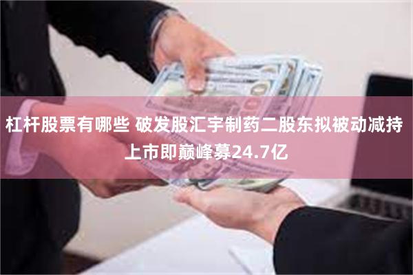 杠杆股票有哪些 破发股汇宇制药二股东拟被动减持 上市即巅峰募24.7亿