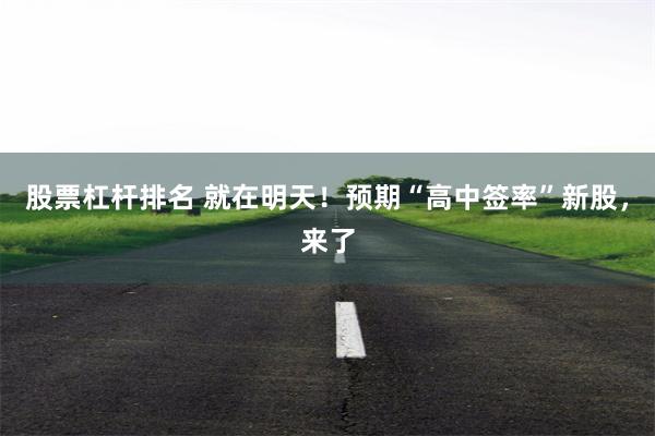 股票杠杆排名 就在明天！预期“高中签率”新股，来了