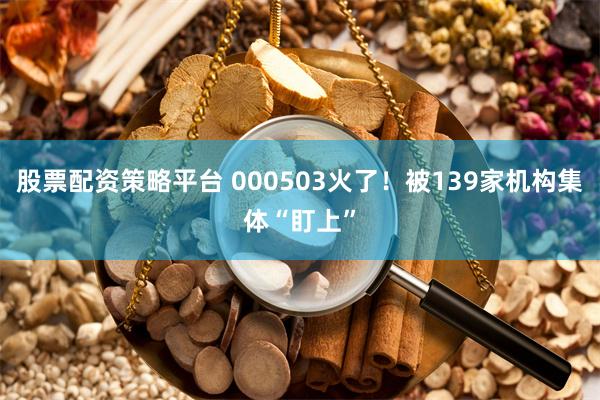 股票配资策略平台 000503火了！被139家机构集体“盯上”